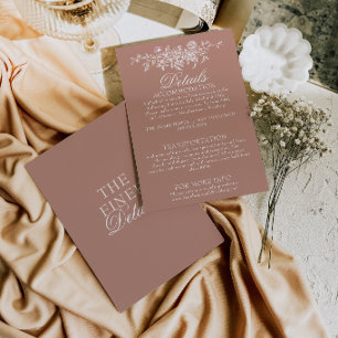 Carte D'accompagnement Détails de mariage floral bohème de jardin en bois