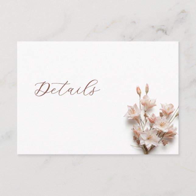 Carte D'accompagnement Détails de mariage floral Boho 3D (Devant)