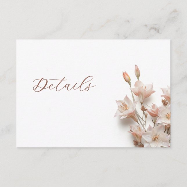 Carte D'accompagnement Détails de mariage floral Boho 3D (Devant)