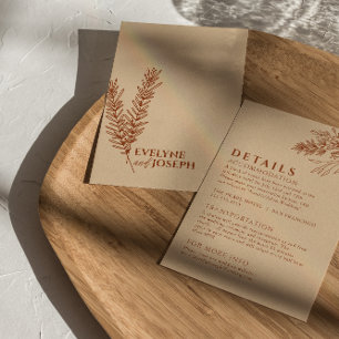 Carte D'accompagnement Détails de mariage Floral Boho Beige Terracotte