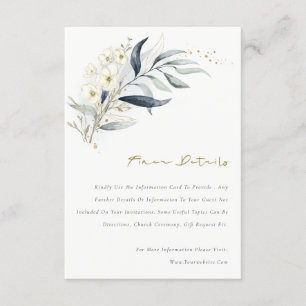 Carte D'accompagnement Détails de mariage floral botanique feuille d'or b