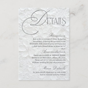 Carte D'accompagnement Détails de mariage floral romantique blanc