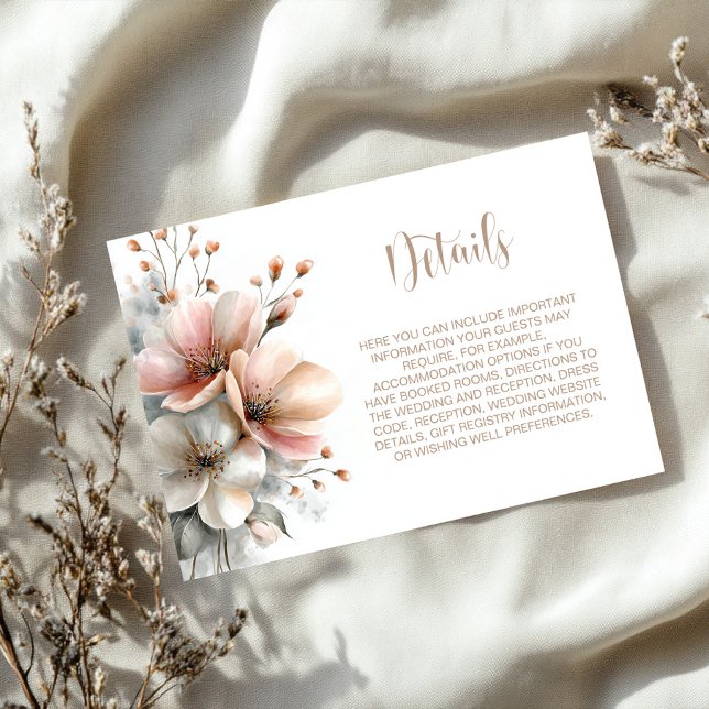 Carte D'accompagnement Détails de mariage floral rose rustique (Créateur téléchargé)