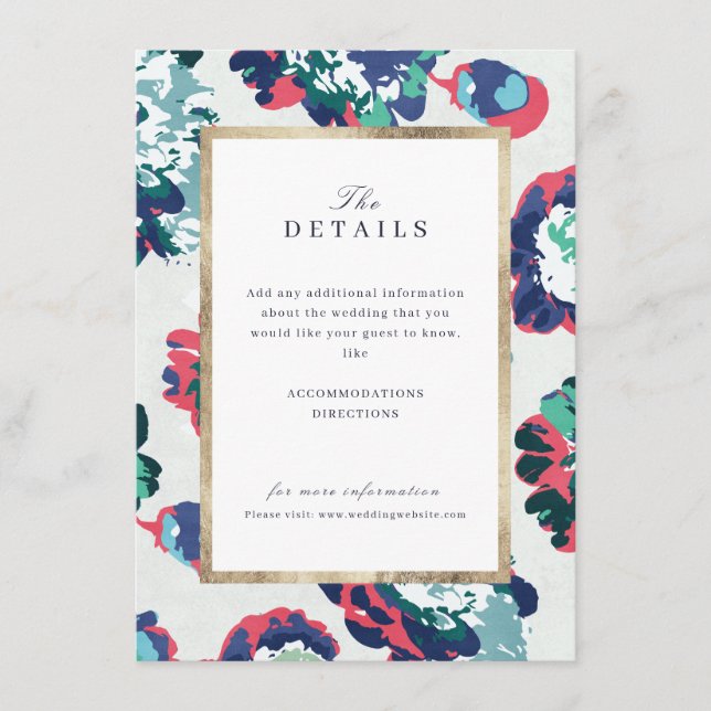 Carte D'accompagnement Détails de mariage floraux abstraits classiques mo (Devant)