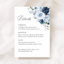 Détails de mariage floraux bleu poussiéreux et mar