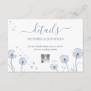 Carte D'accompagnement Détails de mariage floraux bleus minimalistes