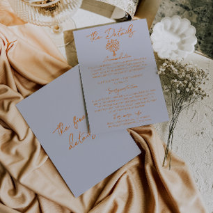 Carte D'accompagnement Détails de mariage floraux bleus orange dessinés à