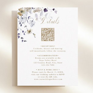 Carte D'accompagnement Détails de mariage floraux élégants violet blanc o