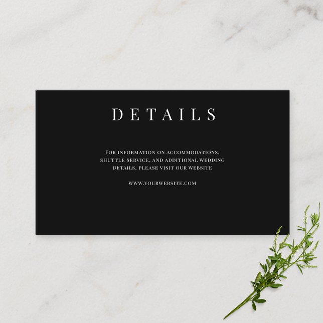 Carte D'accompagnement Détails de mariage formels simples Noir & Blanc   (Créateur téléchargé)