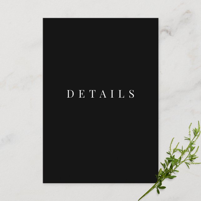 Carte D'accompagnement Détails de mariage formels simples Noir & Blanc (Créateur téléchargé)