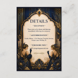 Carte D'accompagnement Détails de mariage Gatsby Flapper Girls thème des