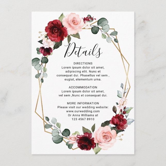 Carte D'accompagnement Détails de mariage géométrique moderne de teinte d (Devant)