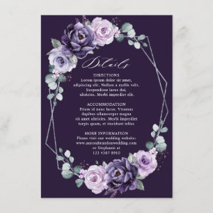 Carte D'accompagnement Détails de mariage géométriques floraux argentés v