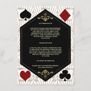 Carte D'accompagnement Détails de mariage Gold Art Deco Casino Vegas Poke