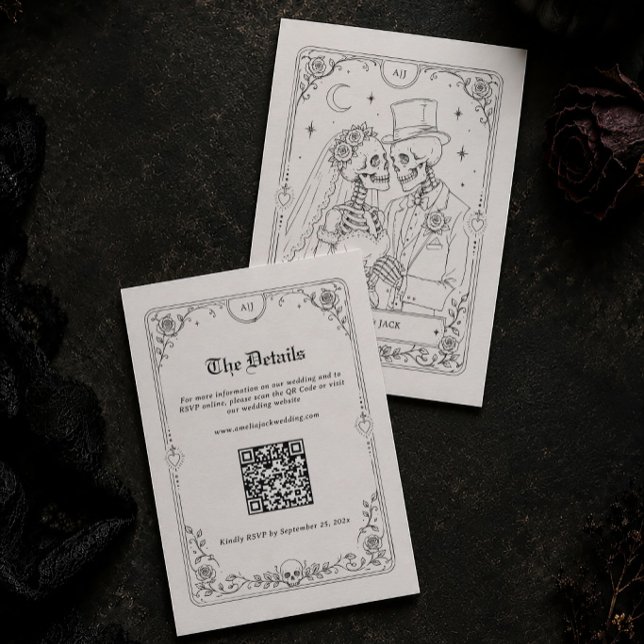 Carte D'accompagnement Détails de mariage gothique victorien Halloween Co (Créateur téléchargé)