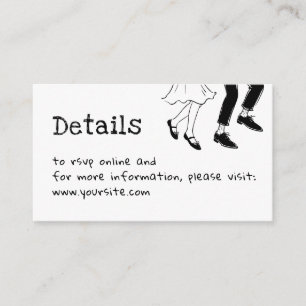 Carte D'accompagnement Détails de mariage gribouillés + Code QR   Noir et