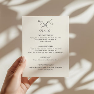 Carte D'accompagnement Détails de mariage illustrés d'oiseaux