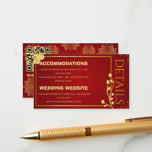 Carte D'accompagnement Détails de mariage mandala rouge et or de luxe roy