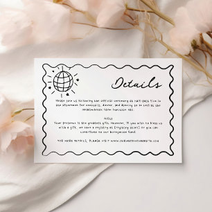 Carte D'accompagnement Détails de mariage manuscrits dessinés à la main a