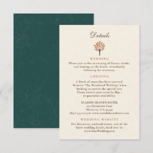 Carte D'accompagnement Détails de mariage marron de coucher de soleil océ