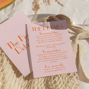 Carte D'accompagnement Détails de mariage mignons et vintage de fun rétro