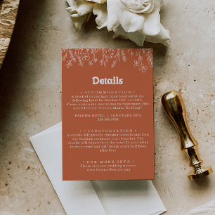 Carte D'accompagnement Détails de mariage minimaliste aux fleurs sauvages