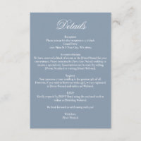 Détails de mariage minimaliste élégant bleu poussi