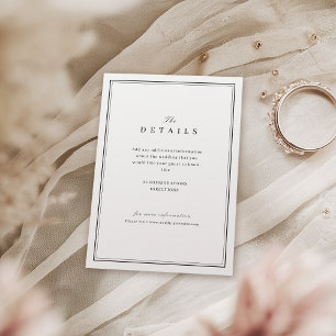Carte D'accompagnement Détails de mariage minimalistes élégants en noir e