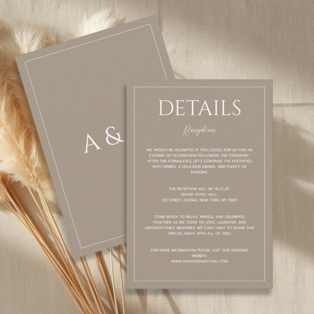 Carte D'accompagnement Détails de mariage minimalistes marron clair moder (Créateur téléchargé)