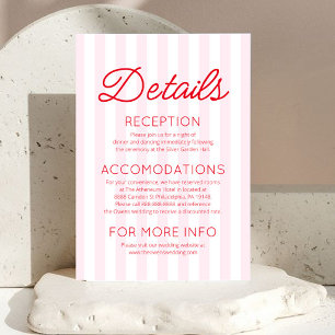 Carte D'accompagnement Détails de mariage Modernes Minimalistes Rayures R