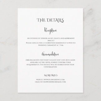 Carte D'accompagnement Détails de mariage noir et blanc de luxe moderne