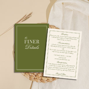 Carte D'accompagnement Détails de mariage Olive Green Classic Old Money