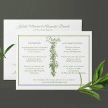 Détails de mariage Olive Green Toile de Jouy Encad