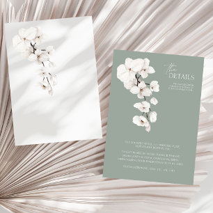 Carte D'accompagnement Détails de mariage orchidée blanche vert sauge