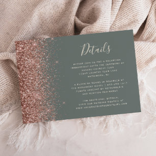 Carte D'accompagnement Détails de mariage paillettes vert sauge profond e