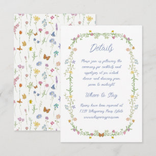 Carte D'accompagnement Détails de mariage Papillon Fleur Sauvage de Jardi