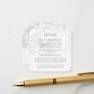 Carte D'accompagnement Détails de mariage personnalisés en blanc avec Bok