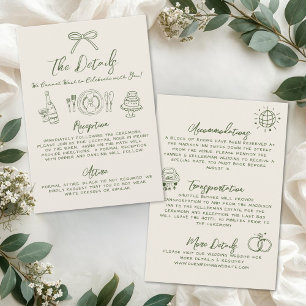 Carte D'accompagnement Détails de mariage rétro dessinés à la main