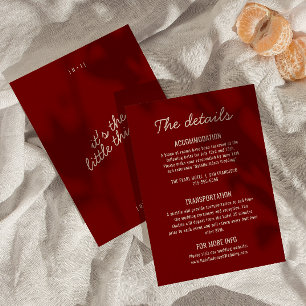Carte D'accompagnement Détails de mariage rétro fantaisiste rouge profond