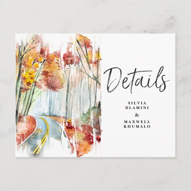 Carte D'accompagnement Détails de mariage rustique d'automne pour invités (Devant)