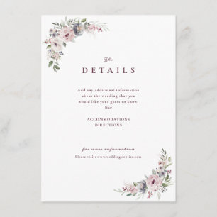 Carte D'accompagnement Détails de mariage rustique floral boho rose pouss
