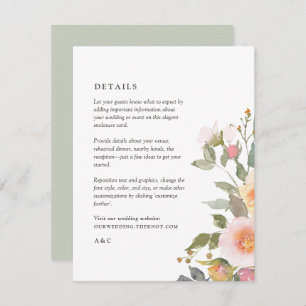 Carte D'accompagnement Détails de mariage Rustique Floral Spring