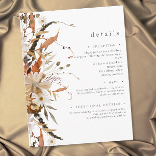 Carte D'accompagnement Détails de mariage rustique neutre boho automnal f