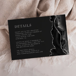 Carte D'accompagnement Détails de mariage sombre en agate noire moderne a