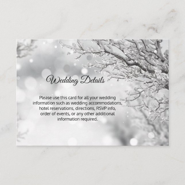 Carte D'accompagnement Détails de mariage sous la neige de Winter Wonderl (Devant)