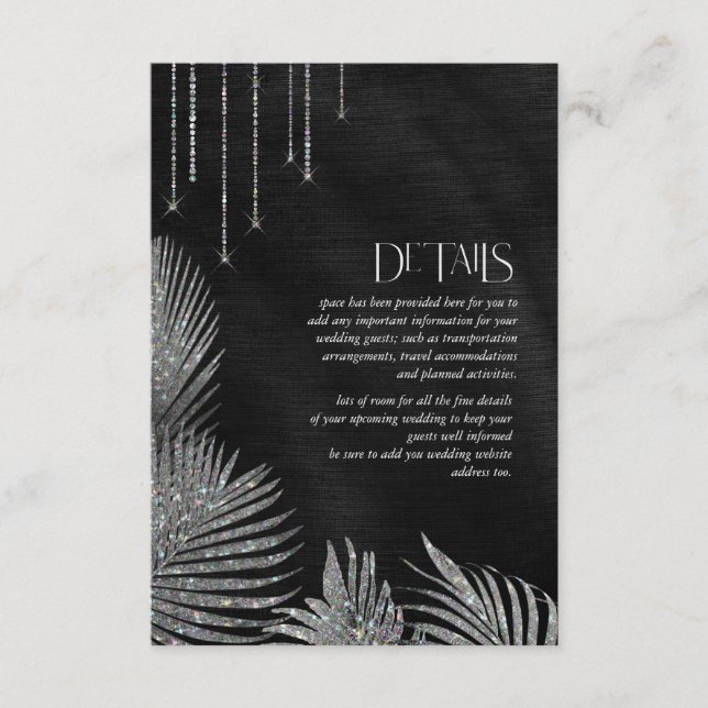Carte D'accompagnement Détails de mariage sur feuille de palmier bijou ar (Devant)