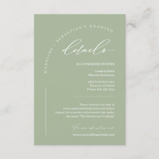 Carte D'accompagnement Détails de mariage terreux vert poussiéreux