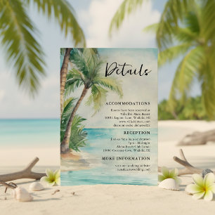 Carte D'accompagnement Détails de mariage tropical sur la plage Paradise