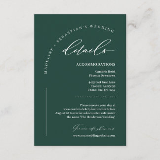 Carte D'accompagnement Détails de mariage vert émeraude luxuriant
