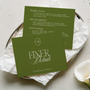 Carte D'accompagnement Détails de mariage vert olive minimaliste moderne